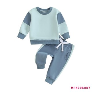 MG-Baby Boy Quần Áo Mùa Thu Màu Sắc Tương Phản Áo Dài Tay Và Quần Nỉ Co Giãn 2 Mảnh Theo Dõi Phù Hợp Với Trang Phục