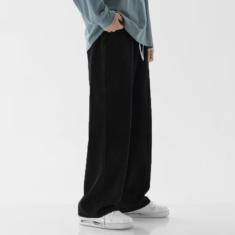 Quần jean nam cạp cao thẳng cỡ lớn Quần Cotton co giãn