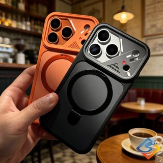 Ốp lưng ẩn giá đỡ điện thoại từ tính cho iPhone 17 Pro Max 12 13 14 15 16 Pro Max vỏ mờ cứng Pc chống sốc