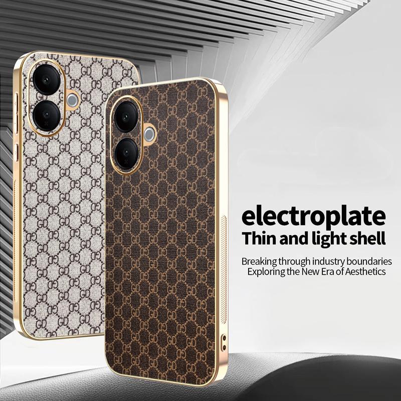 Ốp Lưng Cho Vivo V60 Lite Sang Trọng Cổ Điển Da Thời Trang Mạ Điện Cạnh Chống Rơi Vỏ Bảo Vệ Điện Thoại