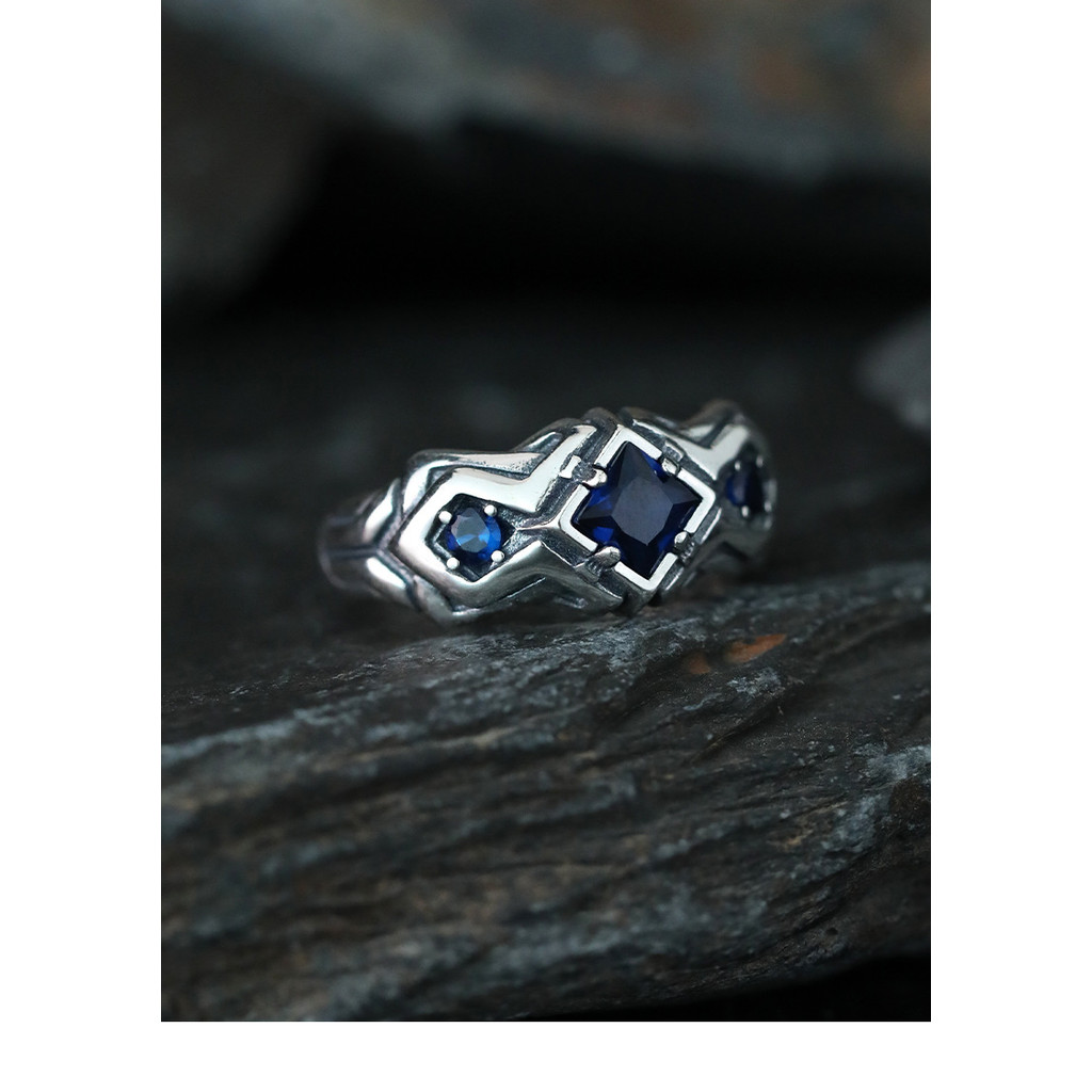 Nhẫn nam đa năng khí chất thời trang sapphire niche độc đáo
