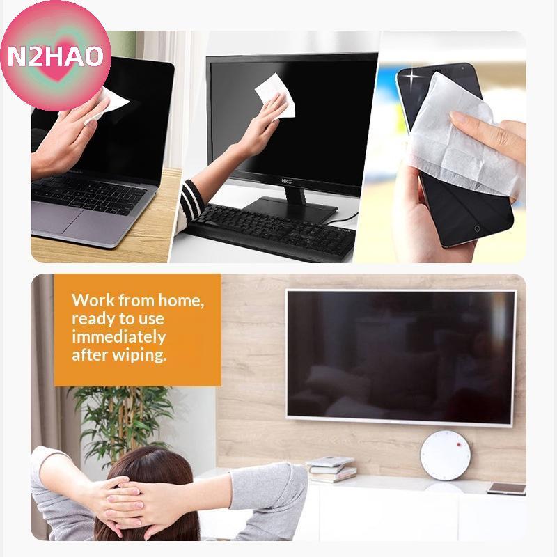 Khăn lau PC N2HAO 40 Pa - Vải lau màn hình khô và ướt cho ô tô, điện thoại, máy tính bảng, máy tính xách tay, TV và màn hình n