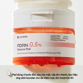 Toner Pad PDRN 0.5% LEADERS Essence Pad Cấp Ẩm Và Tăng Đàn Hồi Da Nhạy Cảm (70 Miếng)