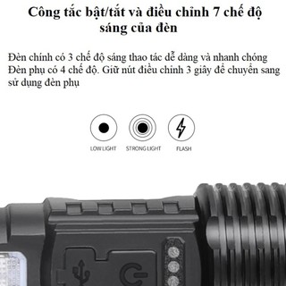 AIMVUKES Đèn pin A76 siêu sáng chiếu xa 300m có Zoom xa gần, chống nước IPX4, pin trâu 7 chế độ sáng