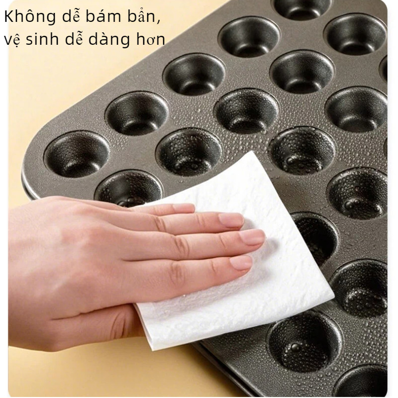 Khuôn Nướng Bánh Cupcake 24 Lỗ - Thép Carbon Dày, Chống Dính Cao Cấp,  Dễ Vệ Sinh, Cho Gia Đình