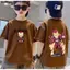 mát từ 3-14 tuổi đơn giản cổ tròn đen trẻ trung thoải má anime卡通 thoải trang thời trang