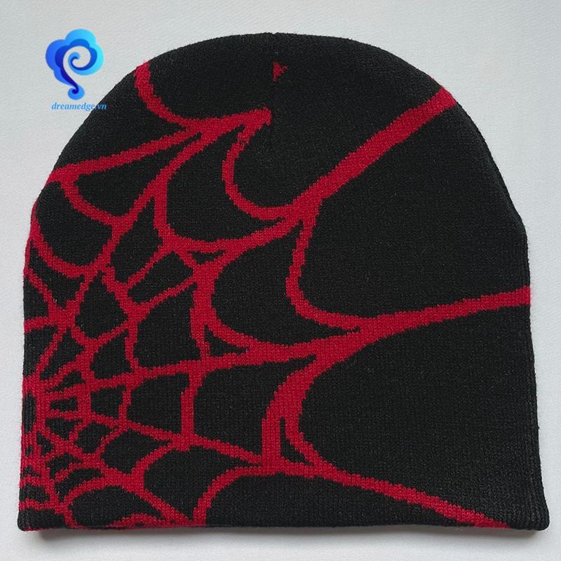 [DreamEdge] Beanie Ấm Áp Cho Mùa Đông, Họa Tiết Nhện Phong Cách Goth Y2K, Len Acrylic