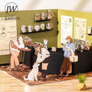 JIANWU Her Little World Series Vintage Girl Nhân Vật Phong Cảnh Chất Liệu Cắt Dán Sáng Tạo DIY Tạp Chí Văn Phòng Phẩm