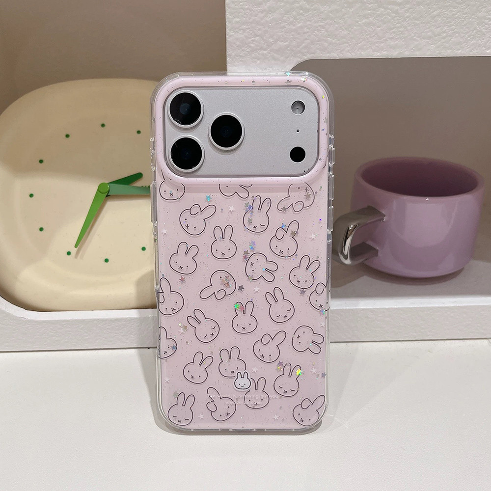 Ốp Điện Thoại Acrylic Long Lanh Line Thỏ Cho iPhone 17 Pro Max 16 15 14 13 Vỏ Bảo Vệ Chống Sốc