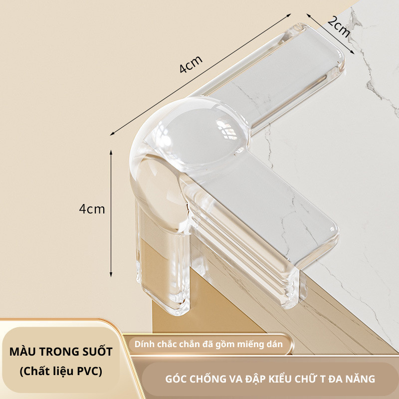 Miếng dán góc bàn chống va đập silicon mềm bảo vệ trẻ Miếng bọc góc bàn，Chống va chạm，Set 10 miếng，Dễ dàng lắp đặt