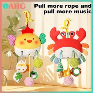 Đồ chơi treo giường bé dây rút cổ vũ, lục lạc kéo dây hoạt hình động vật Montessori giáo dục cho sơ sinh BSS