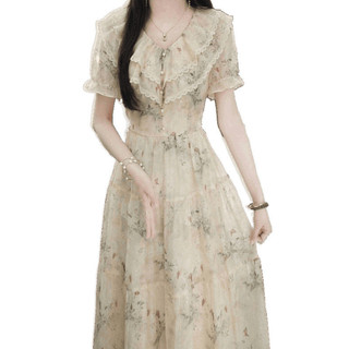 Đầm Hoa Vintage Cổ Bèo – Váy Midi Nữ Tính Thanh Lịch Hàn Quốc,quyến rũ,duyên dáng
