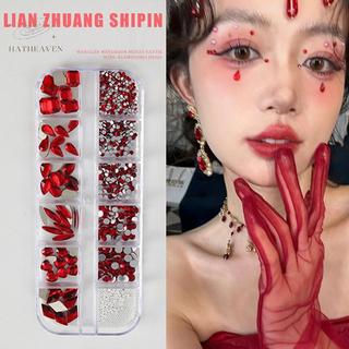 [hatheaven] Trang sức lễ hội hình xăm mặt pha lê Đá quý cơ thể tự dính Stiers Bling Thạch trang điểm Mặt mắt Stier cho bữa tiệc đẹp