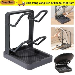 Hộp đựng nắp nồi COZYNEST, Giá đỡ nắp nồi thoát nước chống trượt, Giá đỡ thớt hai lớp dung tích lớn di động để lưu trữ bộ đếm hiệu quả dễ dàng