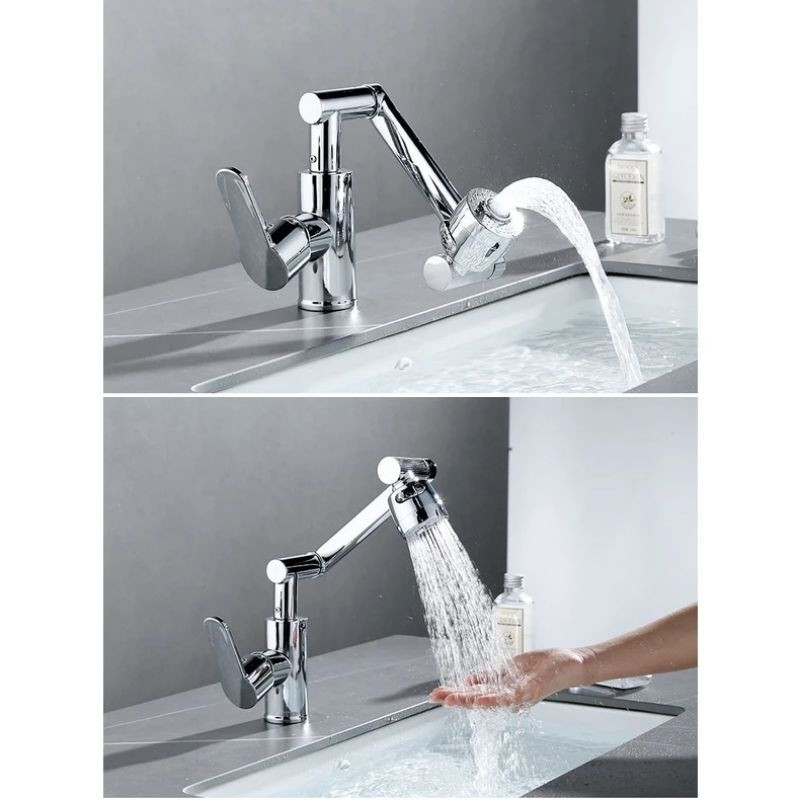 Vòi lavabo đồng thau, vòi nước chậu rửa mặt nóng lạnh đa chiều xoay 360 độ thông minh sang trọng và tiện dụng