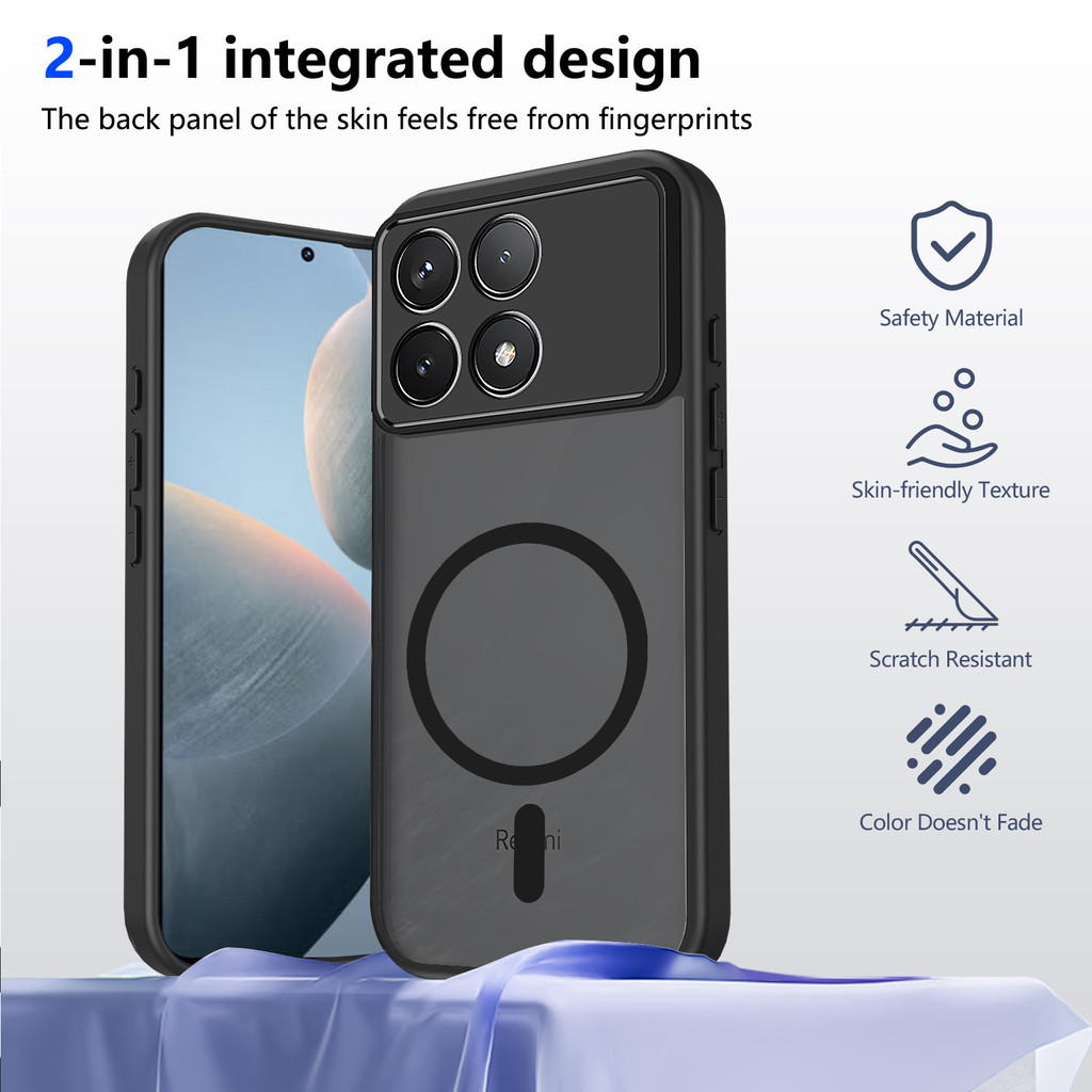 Ốp lưng Xiaomi Poco F8 Pro 5G Vỏ thu hút từ tính màu đen mờ cho Ốp điện thoại Xiaomi Poco F8 Pro 5G