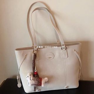 Túi Bigsize Da Lộn Đeo Vai Kèm Charm Cún Bông Vintage