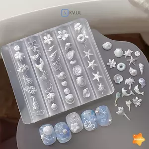 1 Chiếc Hoa Lily Hoa Biển Vỏ Conch San Hô Sao Biển 3D Acrylic Móng Tay Khuôn Trang Trí Móng Tay DIY Silicon Làm Móng Tay Khuôn Móng Tay Nghệ Thuật Mới