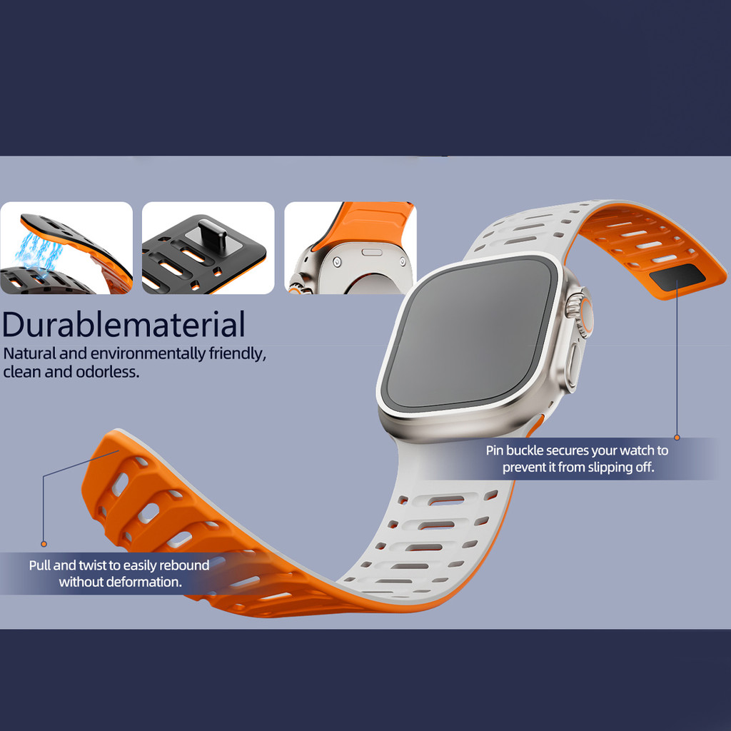 Dây đeo silicon từ tính tương thích cho Apple Watch Series11 / 10 46mm Ultra3 / 2 / 1 49mm 9 8 7 6 SE 44mm 45mm