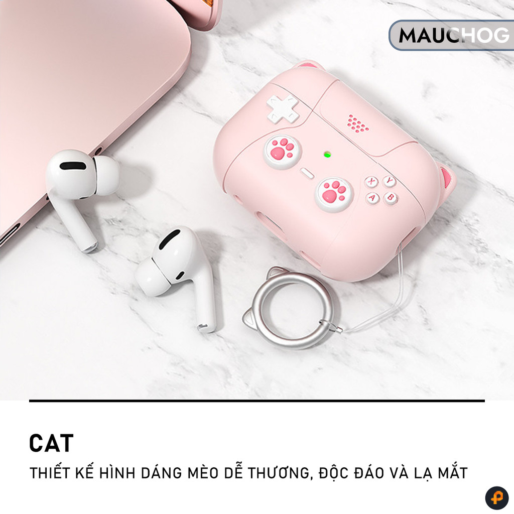 Ốp In Hình Mèo Cat Cute Dễ Thương Chống Bẩn Kèm Móc Khóa Cho Airpods Pro 3 2 Airpods 4