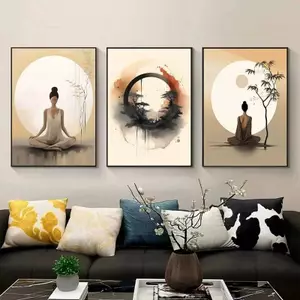 Thiền Phật Enso Yoga Thiền Nghệ Thuật Treo Tường Phong Cách Nhật Bản Hòa Bình Thiên Nhiên In Canvas Không Khung Chống Thấm Nước Để Trang Trí Nhà Cửa