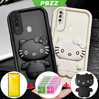 Ốp lưng cho điện thoại OPPO A31 2020, ốp mềm silicone chống sốc, thiết kế mới, thẩm mỹ, hình mèo gương hoạt hình với giá đỡ và màng mềm JTMKTM01