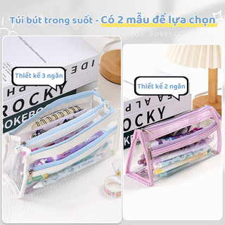 Túi Đựng Bút Sáng Tạo, Nhiều Ngăn, Trong Suốt, Đơn Giản, Nhiều Màu Sắc Dành Cho Học Sinh