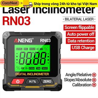 Máy đo độ nghiêng kỹ thuật số COZYNEST, Máy đo độ nghiêng Laser có thể sạc lại đa chức năng, ANENG RN01 / RN02 / RN03 Màn hình LCD Đo 360 độ Máy tìm góc kỹ thuật số từ tính Hộ gia đình