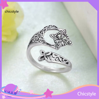 Chicstyle Độc Đáo Celtic Trang Sức Hợp Kim Nhẫn Ngón Tay Celtic Nút Thắt Mở Nhẫn Cho Nữ – Có Thể Điều Chỉnh Ngón Tay Giữa Knuckle Ngón Tay Cái Nhẫn Retro Ireland Trang Sức Cho Bạn Bè