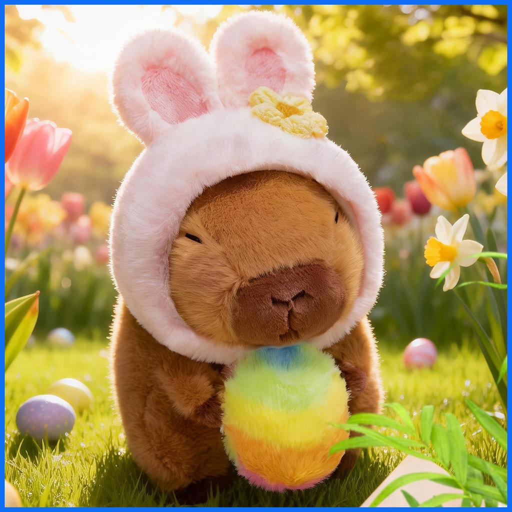 Capybara Thú Nhồi Bông 20cm Búp Bê Cốg Có Thể Giữ Trứng Phục Sinh Thú Nhồi Bông Búp Bê Với Thỏ Tai Mũ Cho Gia Đình junlavn