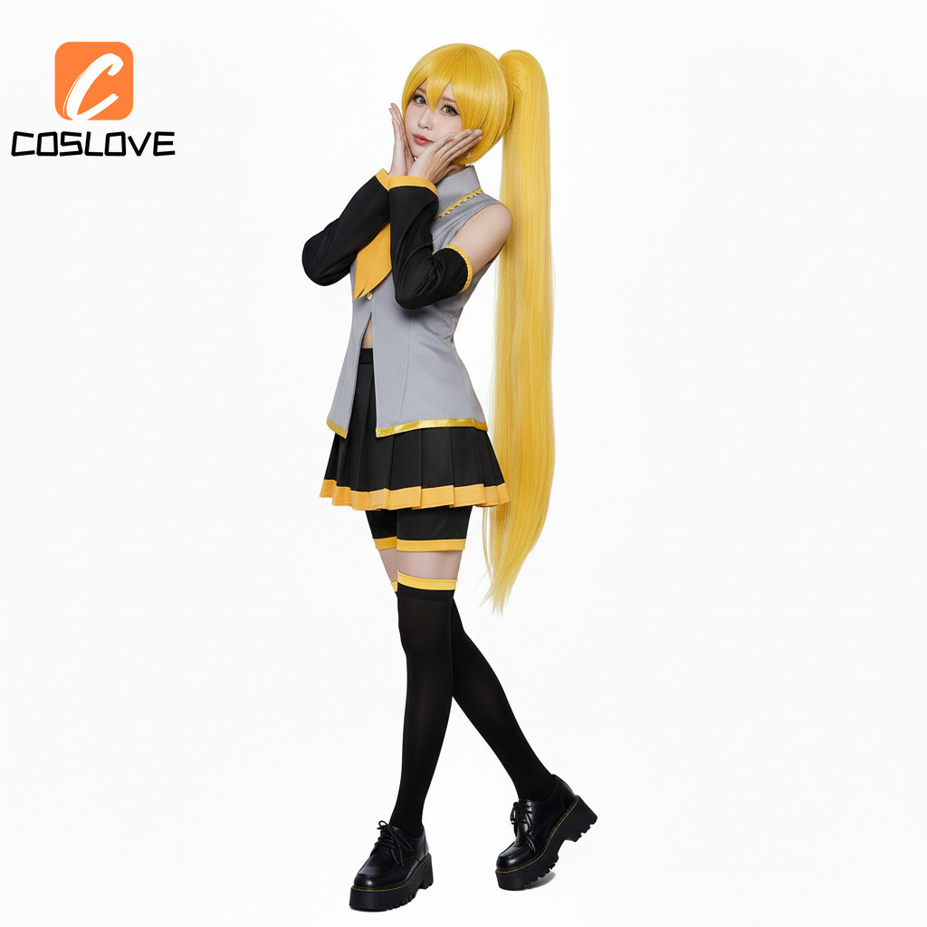 Vocaloid Akita Neru - Quần Áo Cosplay Bộ Hoàn Chỉnh Màu Vàng, Thích Hợp Biểu Diển và Party