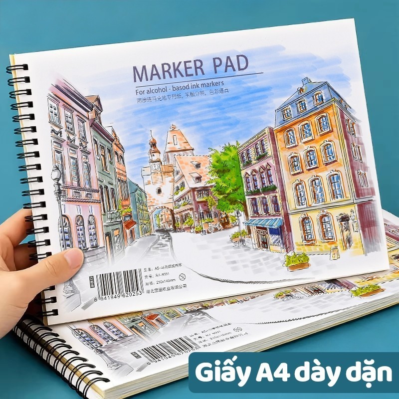 Cuốn sổ cọ vẽ A4/A5, giấy dày không thấm mực, vỏ cứng hai mặt, sổ vẽ mỹ thuật chất lượng cao
