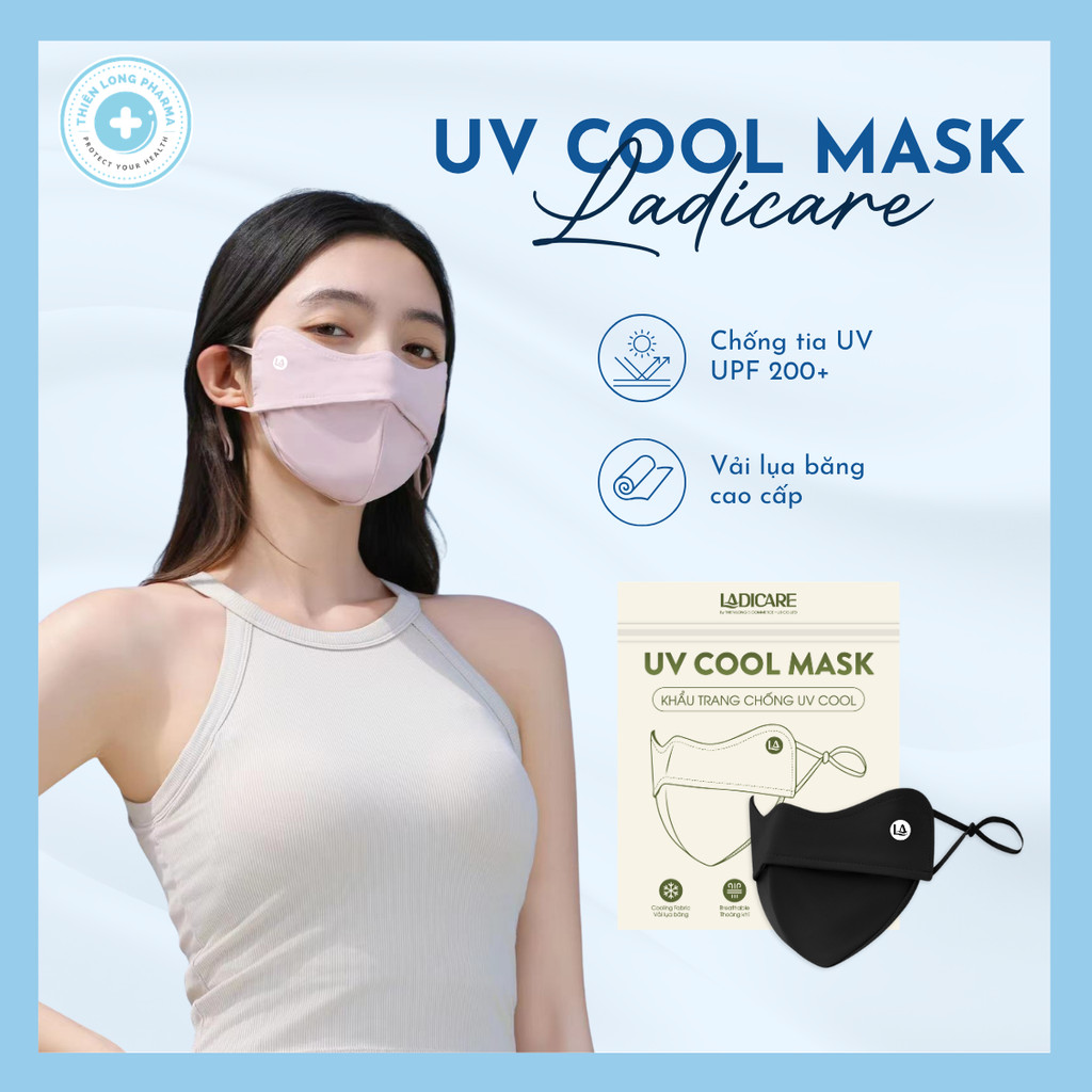 Khẩu trang vải chống tia UV LADICARE COOL MASK, khẩu trang chống nắng UPF 50+ thiết kế UNISEX mềm mại thoáng mát