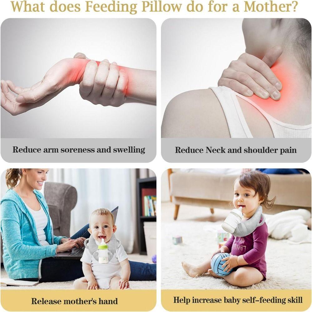 Giá đỡ bình sữa tự bú LACYES, Gối cho bé bú rảnh tay có thể điều chỉnh, tiện lợi với 2 nút bấm Thoải mái 2 tay cầm bên Bình sữa trẻ sơ sinh Phụ kiện đôi Propper