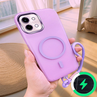 Thích hợp cho OPPO A6X 5G A6X 4G A6 PRO 4G A6 PRO 5G F13 5G Vỏ mềm mờ từ tính nhiều màu sắc có dây đeo tay 0036