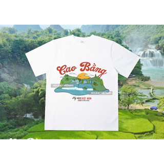 Áo thun du lịch Cao Bằng Du lịch Việt Nam, áo phông unisex nam nữ chất thun cotton dày dặn thoáng mát