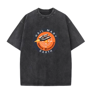 Bông tai kẹp áo thun cotton tay ngắn dự án Hail Mary Space Mission, phù hợpwear cho ngày thường với thiết kế vintage và Y2K
