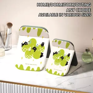 Bột màu xanh lá cây Gương trang điểm gấp gọn khung nhựa dày dặn chống trầy