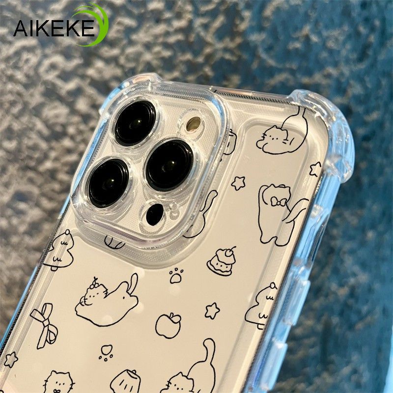 Ins Style Kitty Clear Four-Corners Ốp Điện Thoại Cho Poco X8 Pro Max X7 Pro X6 Neo X5 X4 X3 NFC GT X2 F8 F7 Ultra F6 F5 F4 GT F3 F2 Pro 5G 4G In Móng Vuốt Dễ Thương Chống Rơi Bìa mềm