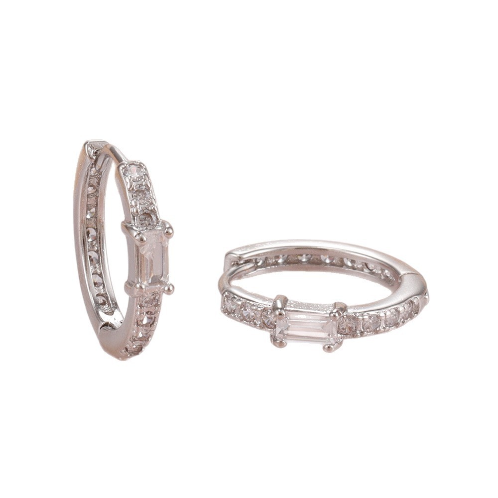 Trái Tim Hình Học Vuông Zircon Bông Tai Niche Tất Cả Trận Đấu Bông Tai Tròn Thời Trang Bông Tai Kim Cương 26.3.24