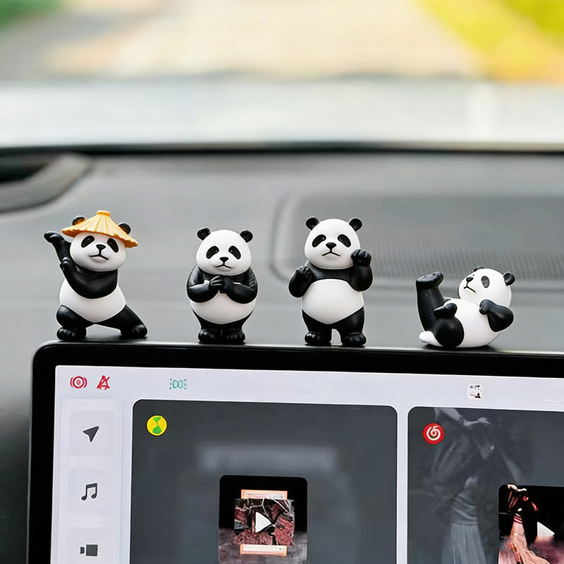 4 Micro Phong Cảnh Nhựa Kung fu Panda Các Bức Tượng Gấu Trúc Sống Động Như Thật Dễ Thương Tượng Handmade Hoạt Hình Ô Tô Để Bàn Đồ Trang Trí