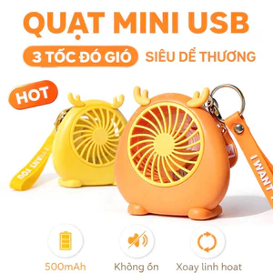 Quạt Mini Sạc USB MLS-6007 3 Tốc Độ Có Đèn Quạt Cầm Tay Hoạt Hình Nhỏ Gọn Siêu Tiện Lợi