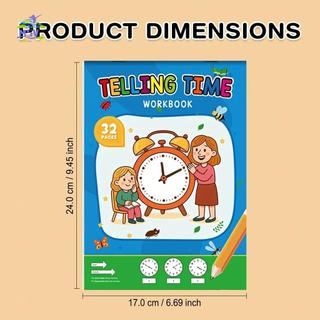 Nhãn dán đồng hồ giáo dục cho trẻ em Bộ dụng cụ học tập thời gian 2-6 có sách bài tập thực hành