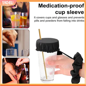 Thai| Vỏ bảo vệ bụi Vỏ đựng đồ uống có thể tái sử dụng Scrunchie – Nắp cốc buộc tóc co giãn để ngăn ngừa gián điệp đồ uống, Bảo vệ đồ uống chống bụi cho phụ nữ, bé gái, trường đại học Stu