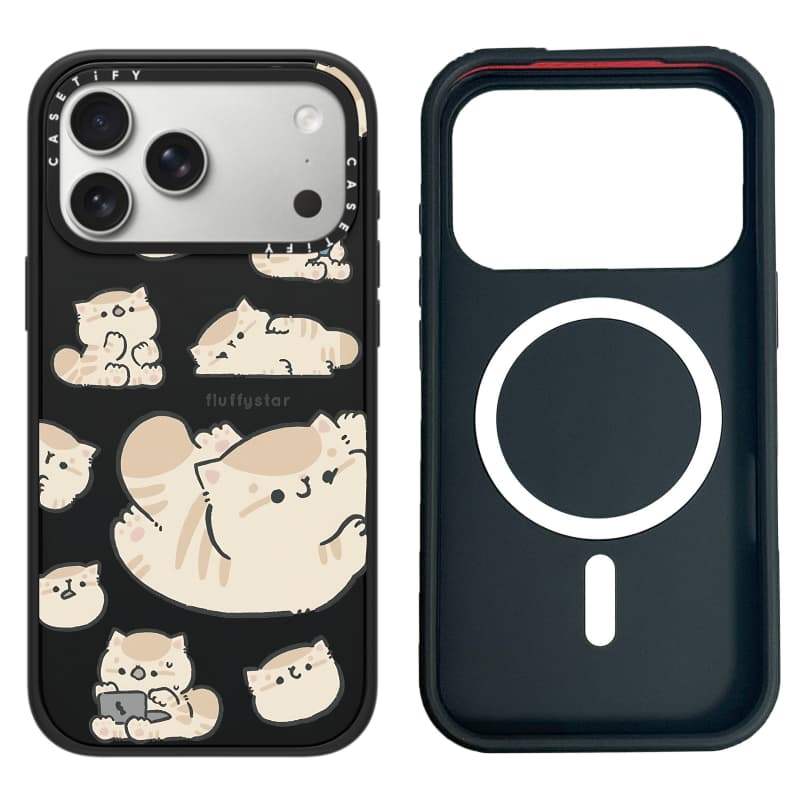 CASECASE X Cat sticker Case White Camera Ring Edition Matte Đen Cứng Hút Từ Tính Tác Động Dành Cho Apple IPhone 13 14 15 16 17 Pro Max Air Plus Có Hộp