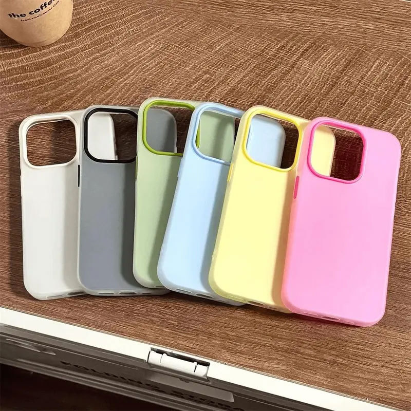 Ốp 2IN1 Pastel Kẻ Keo Cho iPhone 11-17 Pro Max Chống Sốc