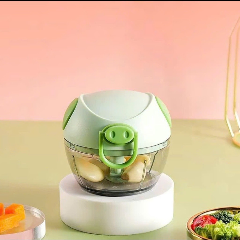 Dụng cụ xay tỏi ớt, xay đồ ăn dặm hình con heo cầm tay mini