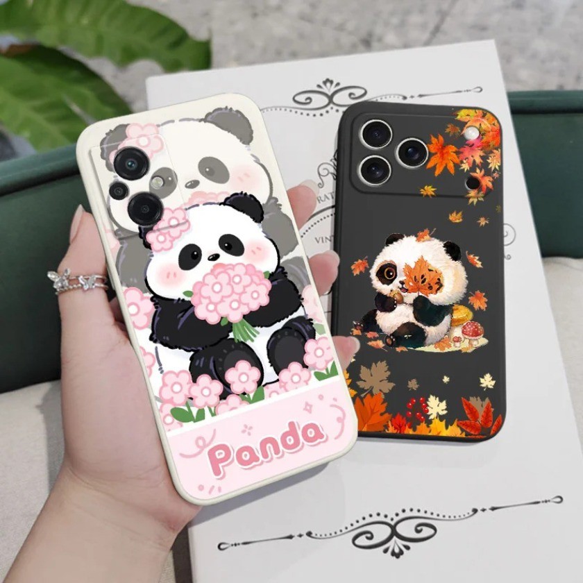 Ốp điện thoại hình lá tre màu đỏ và gấu trúc cho Huawei Y7A Nova 7i 3i 10 SE Mate 20 Pro P40 P30 Pro P30 Lite Ốp lưng TPU mềm chống sốc