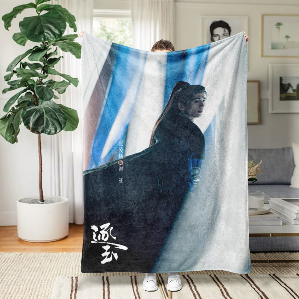 Theo đuổi chăn Flannel ngọc bích t, Chăn Flannel một mặt in hình Zhang LingHe