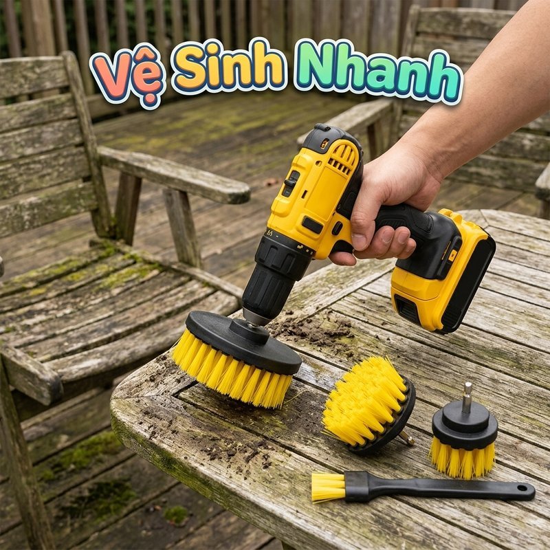 Bộ 3 đầu bàn chải khoan điện đa năng lông nylon bền làm sạch nhà tắm nhà bếp sofa kẽ hở góc nhọn